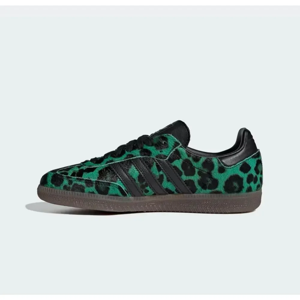 ADIDAS ORIGINALS WOMEN'S 7.5 SAMBA OG LEOPARD SEMI SCREAMING GREEN HQ9374 NWOB